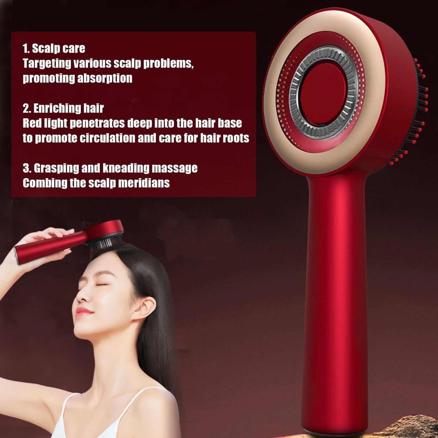 Masajeador de cabello con luz roja