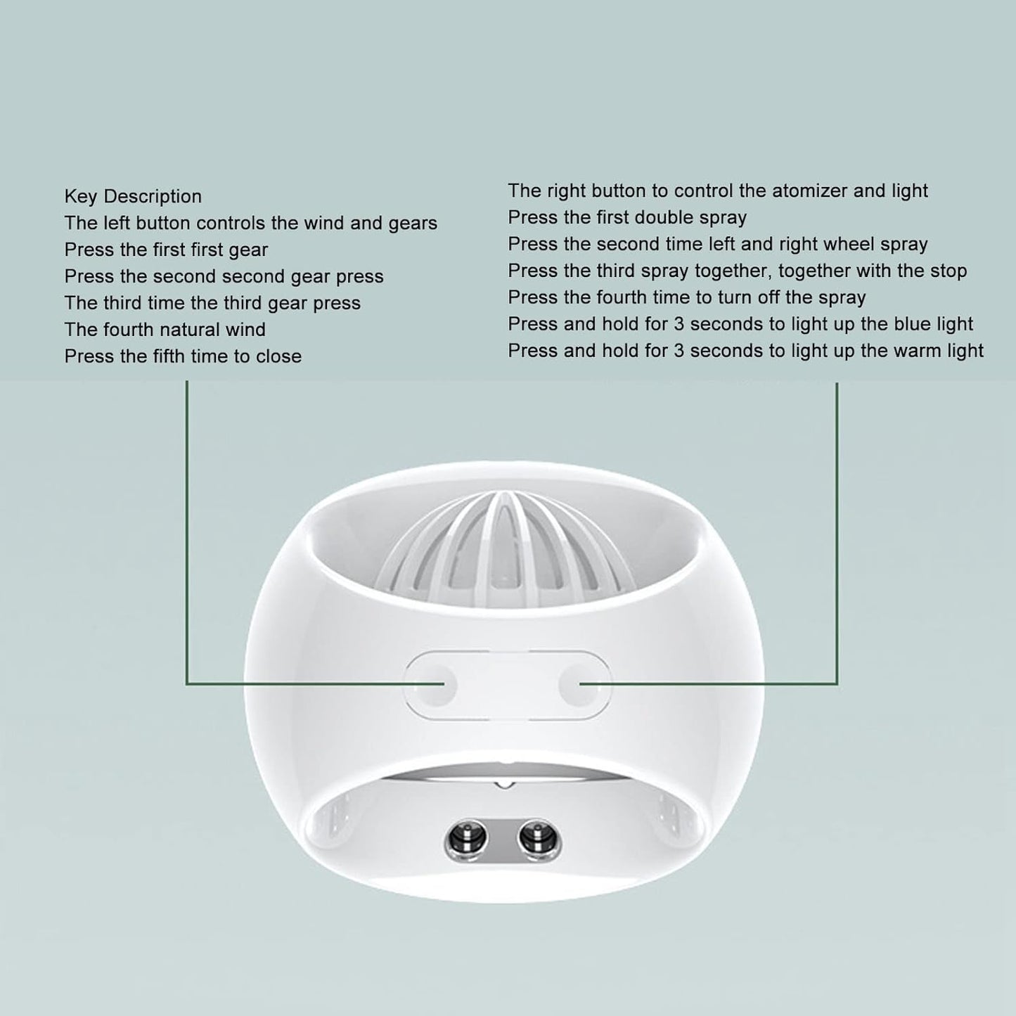 Ventilador de refrigeración con lámpara de noche y humidificador