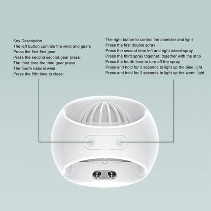 Ventilador de refrigeración con lámpara de noche y humidificador